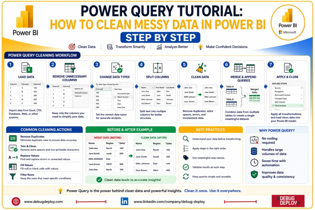Power Query Tutorial: How to Clean Messy Data in Power BI Step by Step power query tutorial